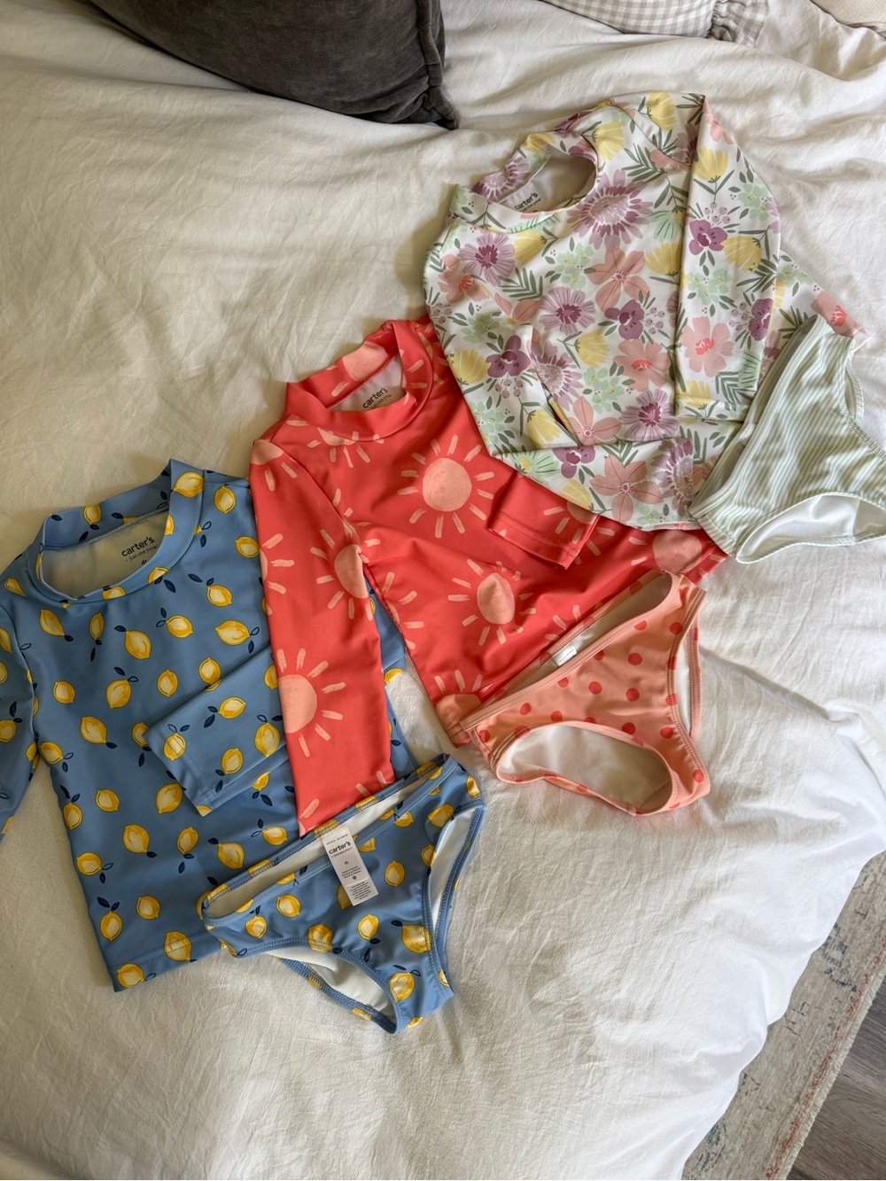 Carter's Kids Rashguard Swim Sets - Blue Lemon, Coral Sun, Floral Pastel